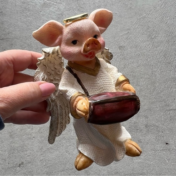 Lucky Christmas Piggy angel decoration,detailed, Lightweight gypsum,handpainted. - Picture 3 of 10